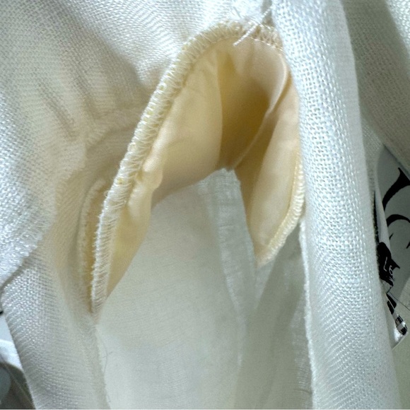 Lena Gabrielle White French 100% Linen Gauze Romantic 3/4 Jacket Size 4 - Picture 11 of 13